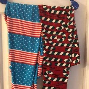 Holiday LuLaRoe TC leggings. EUC. Each worn once